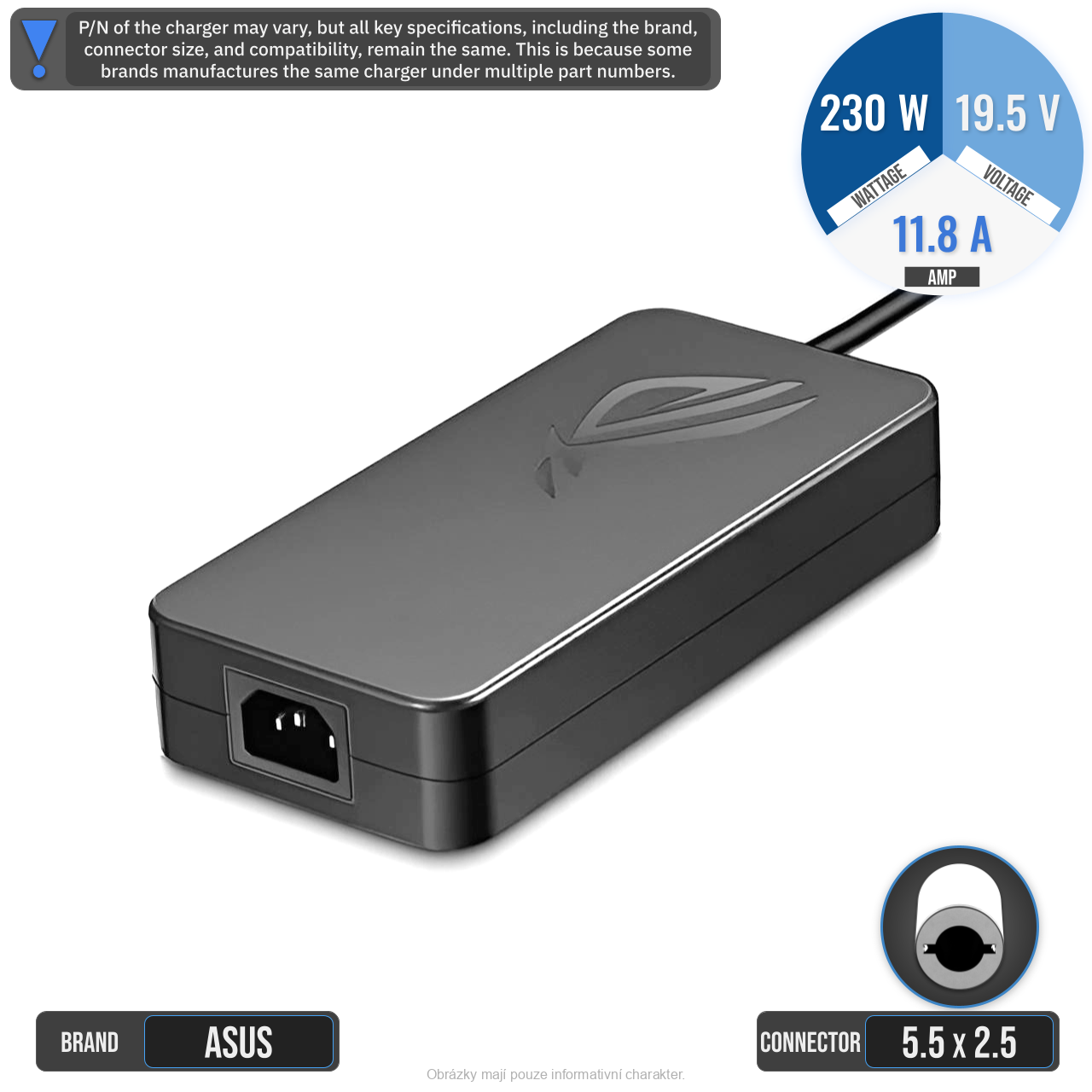 Originální 230W AC Adaptér Asus ADP-230GB B (5,5x2,5mm) - 11,8A - lehce škráblý